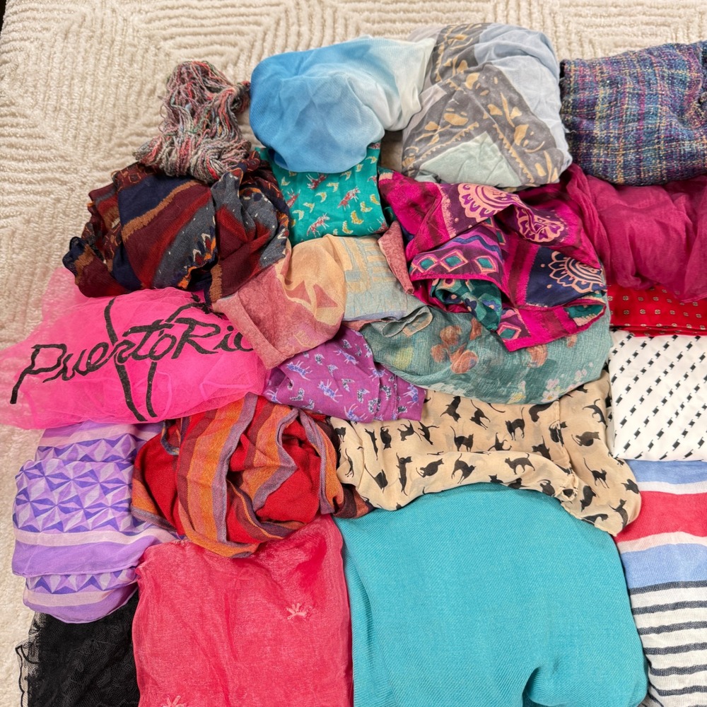 Vintage Modern Scarf Lot Women 44pc Multicolor Wholesale Accessories Mixed Boho - Picture 7 of 11